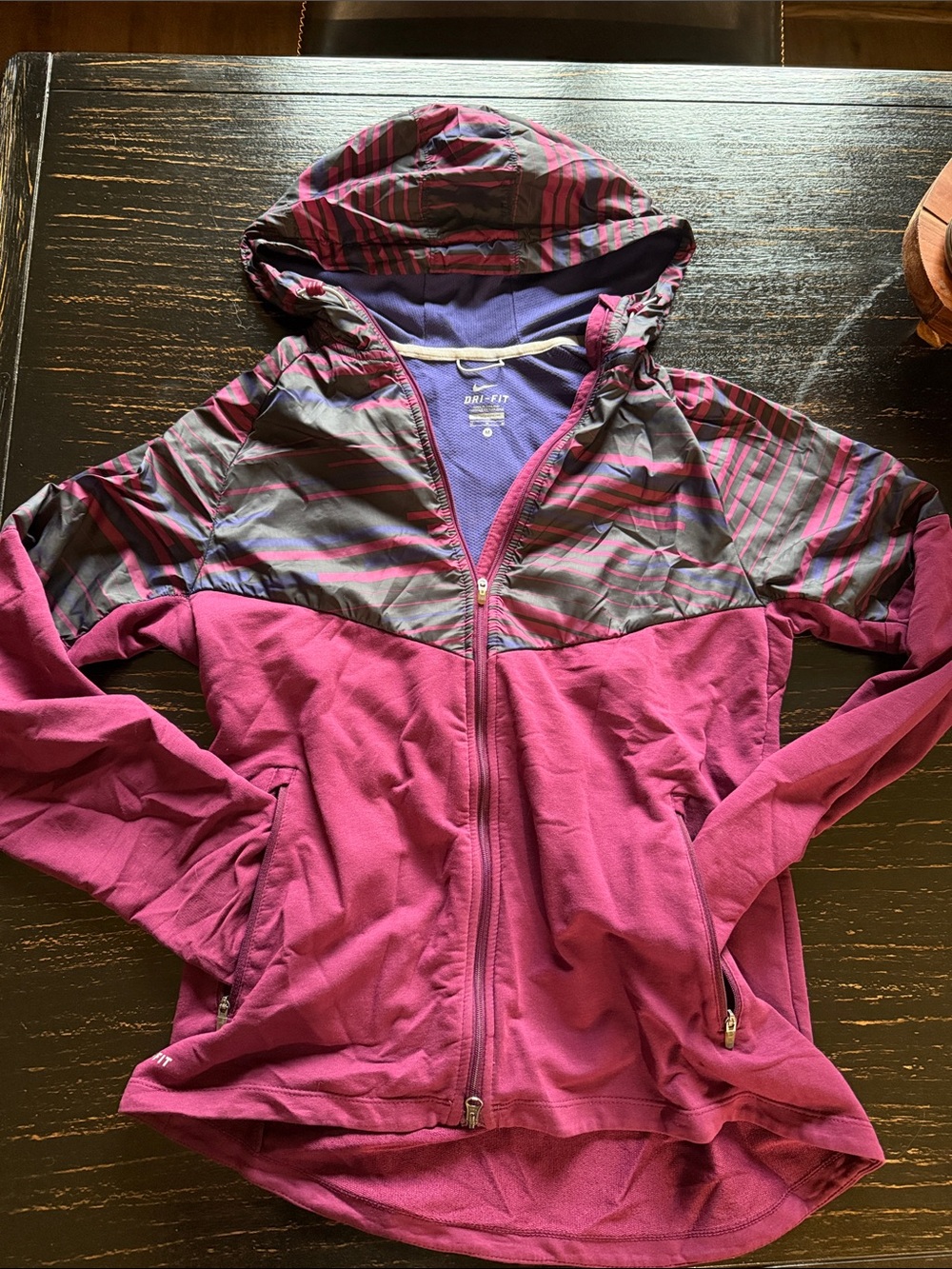 Nike Women's Magenta and Gray Hooded Utility Jacket